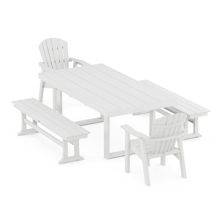 Seashell 5-Piece Dining Set in White