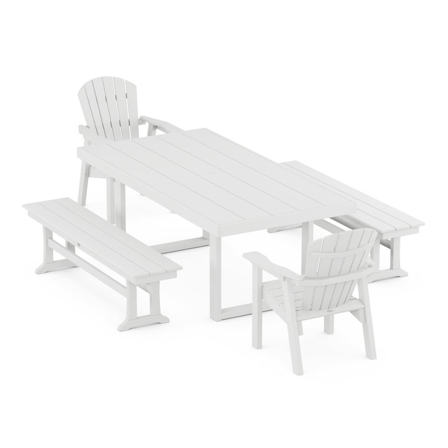 POLYWOOD Seashell 5-Piece Dining Set in White