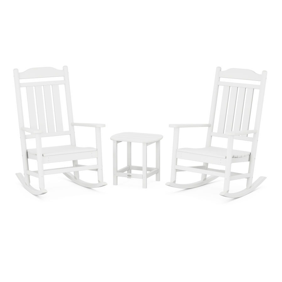 POLYWOOD Country Living Legacy Rocking Chair 3-Piece Set in White