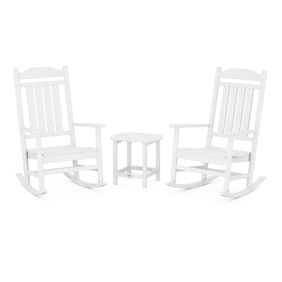 POLYWOOD Cottage Legacy Rocking Chair 3-Piece Set in White