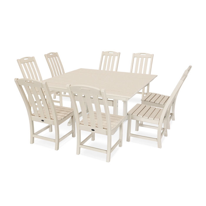 Yacht Club 9-Piece Farmhouse Trestle Side Chair Dining Set