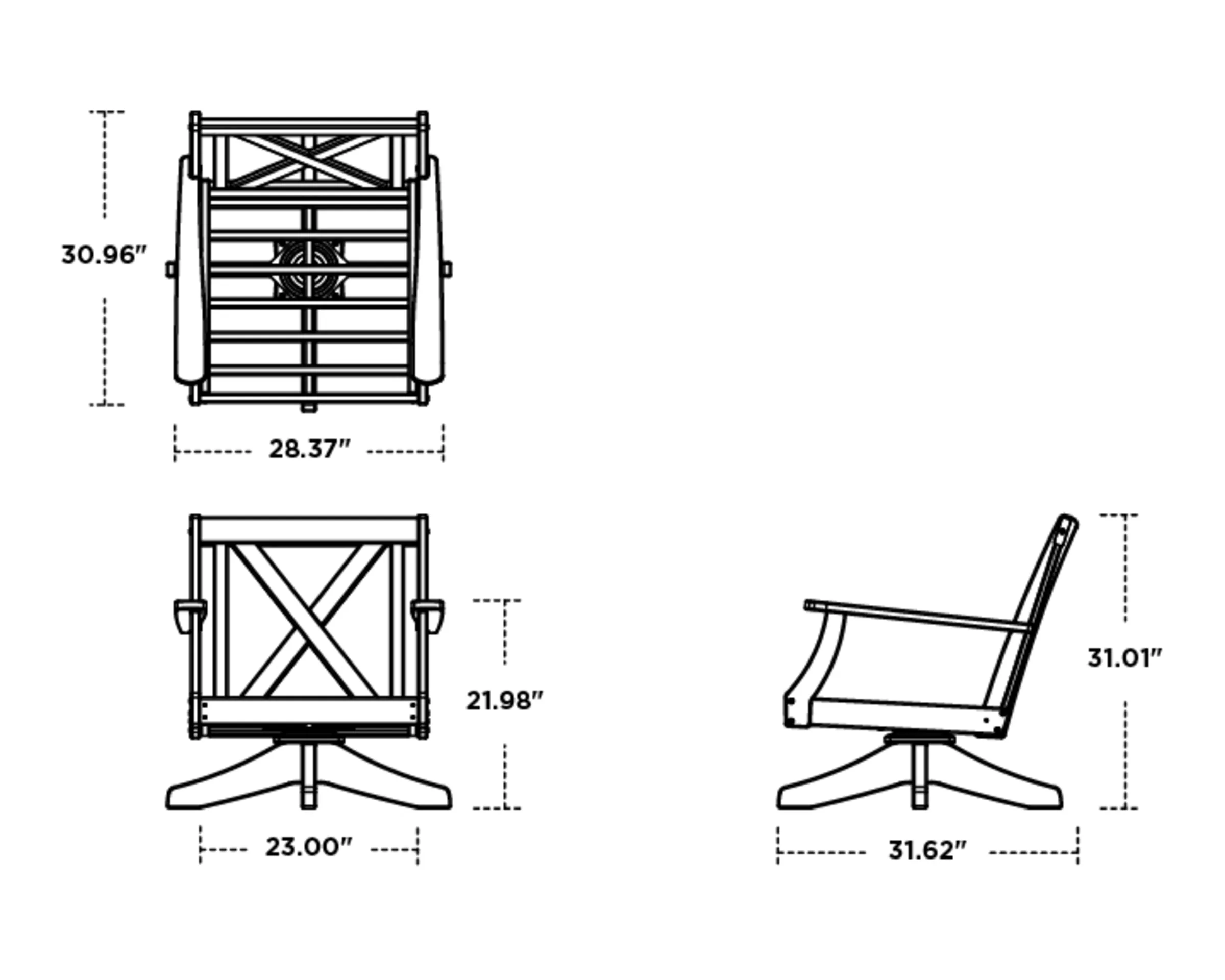 Dimensions for Braxton Deep Seating Swivel Chair