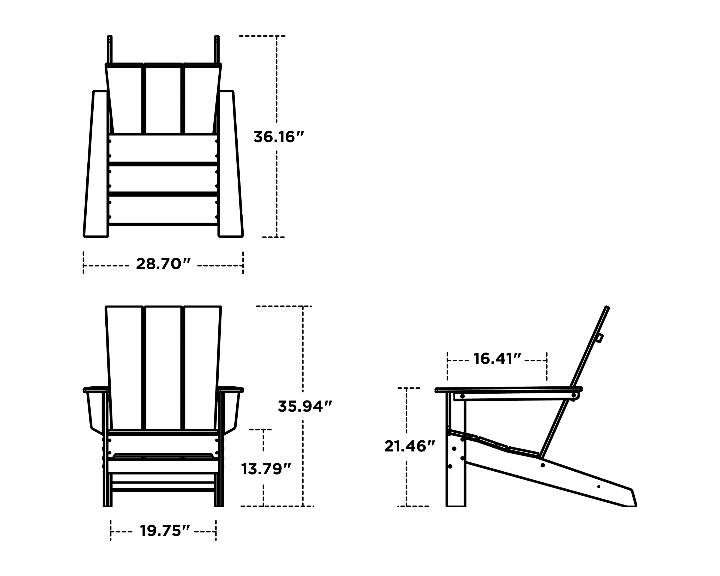 Dimensions for Modern Studio Adirondack Chair
