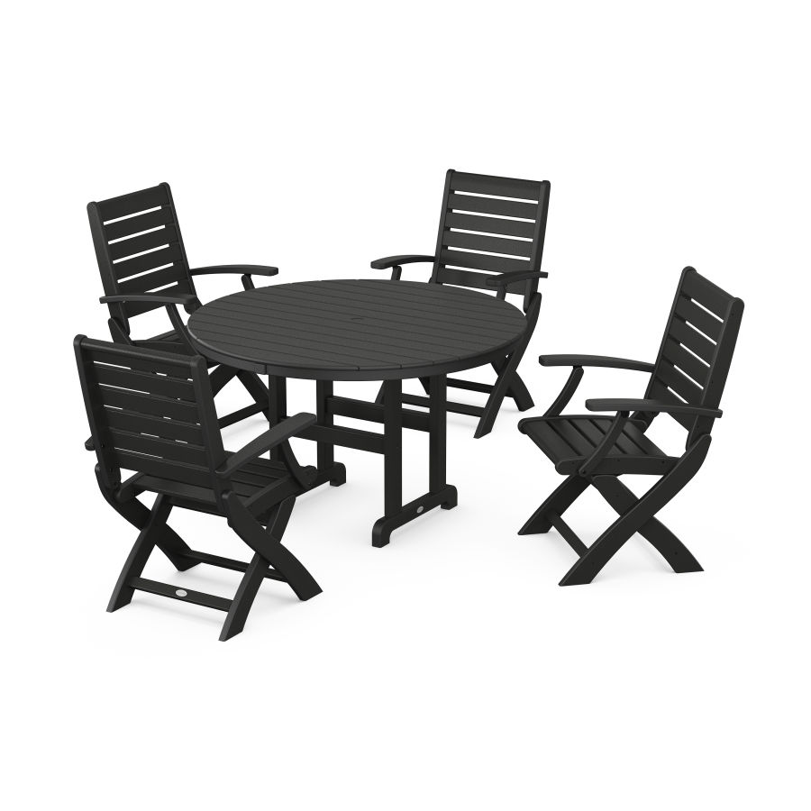 POLYWOOD Signature 5-Piece Round Dining Set in Black