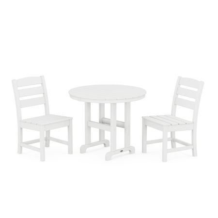Lakeside Side Chair 3-Piece Round Dining Set in White