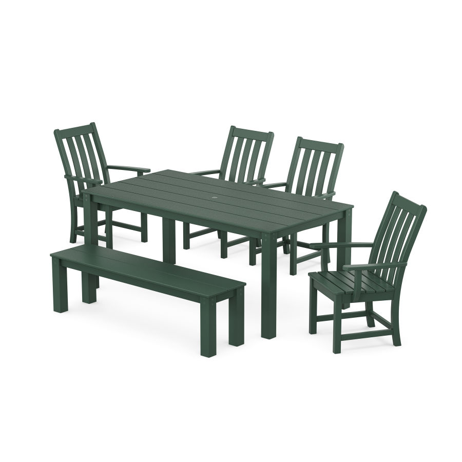 POLYWOOD Vineyard 6-Piece Parsons Dining Set with Bench in Green