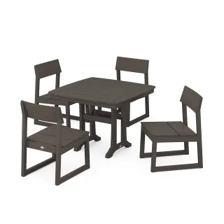 POLYWOOD EDGE Side Chair 5-Piece Dining Set with Trestle Legs in Vintage Finish