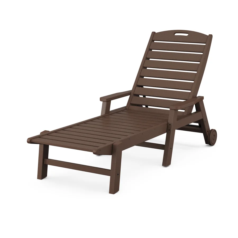 POLYWOOD Nautical Chaise with Arms & Wheels in Mahogany