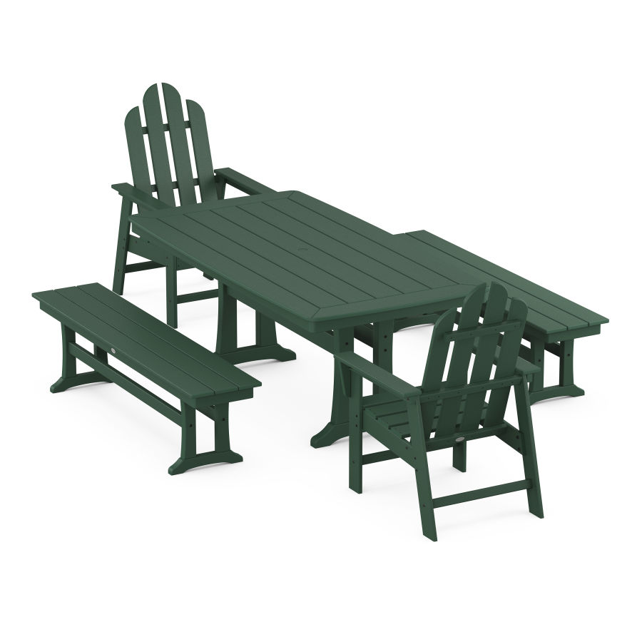 POLYWOOD Long Island 5-Piece Dining Set with Trestle Legs in Green