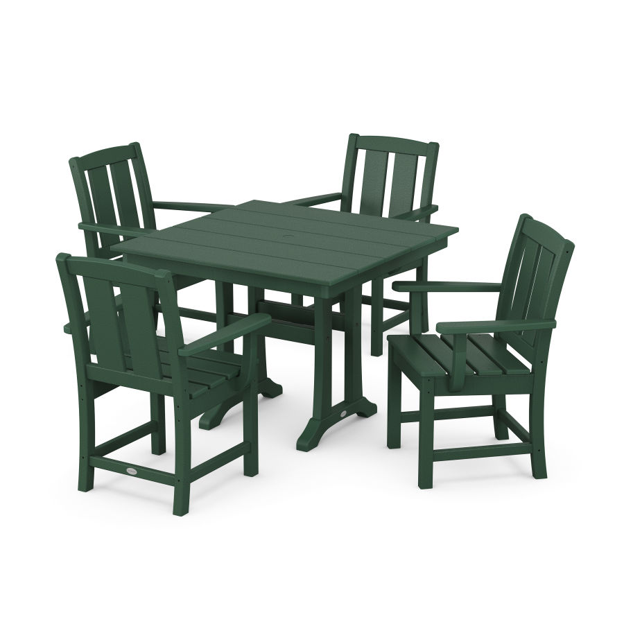 POLYWOOD Mission 5-Piece Farmhouse Dining Set with Trestle Legs in Green