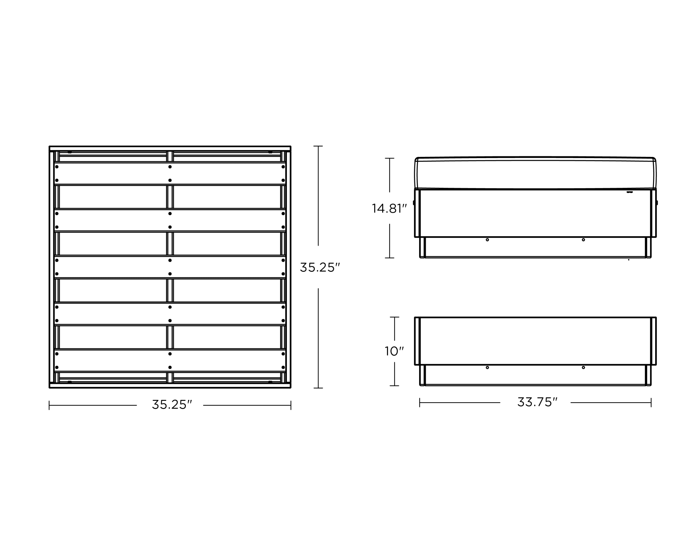 Dimensions for Elevate Lounge Ottoman