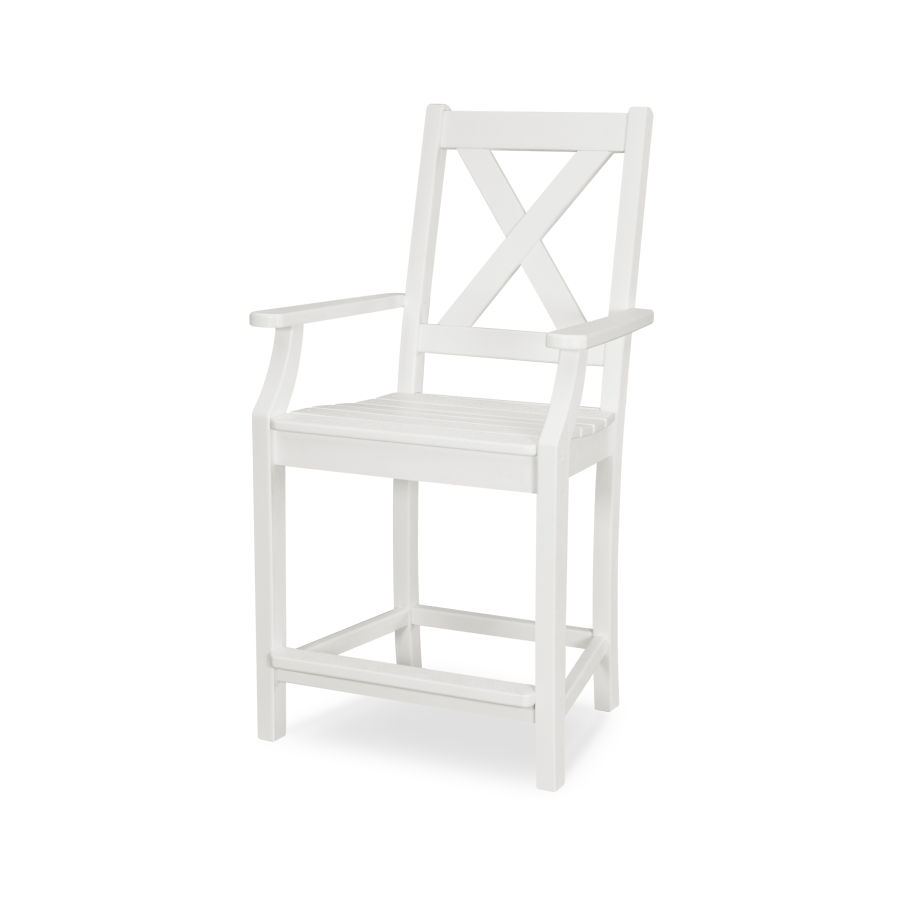 POLYWOOD Braxton Counter Arm Chair in White