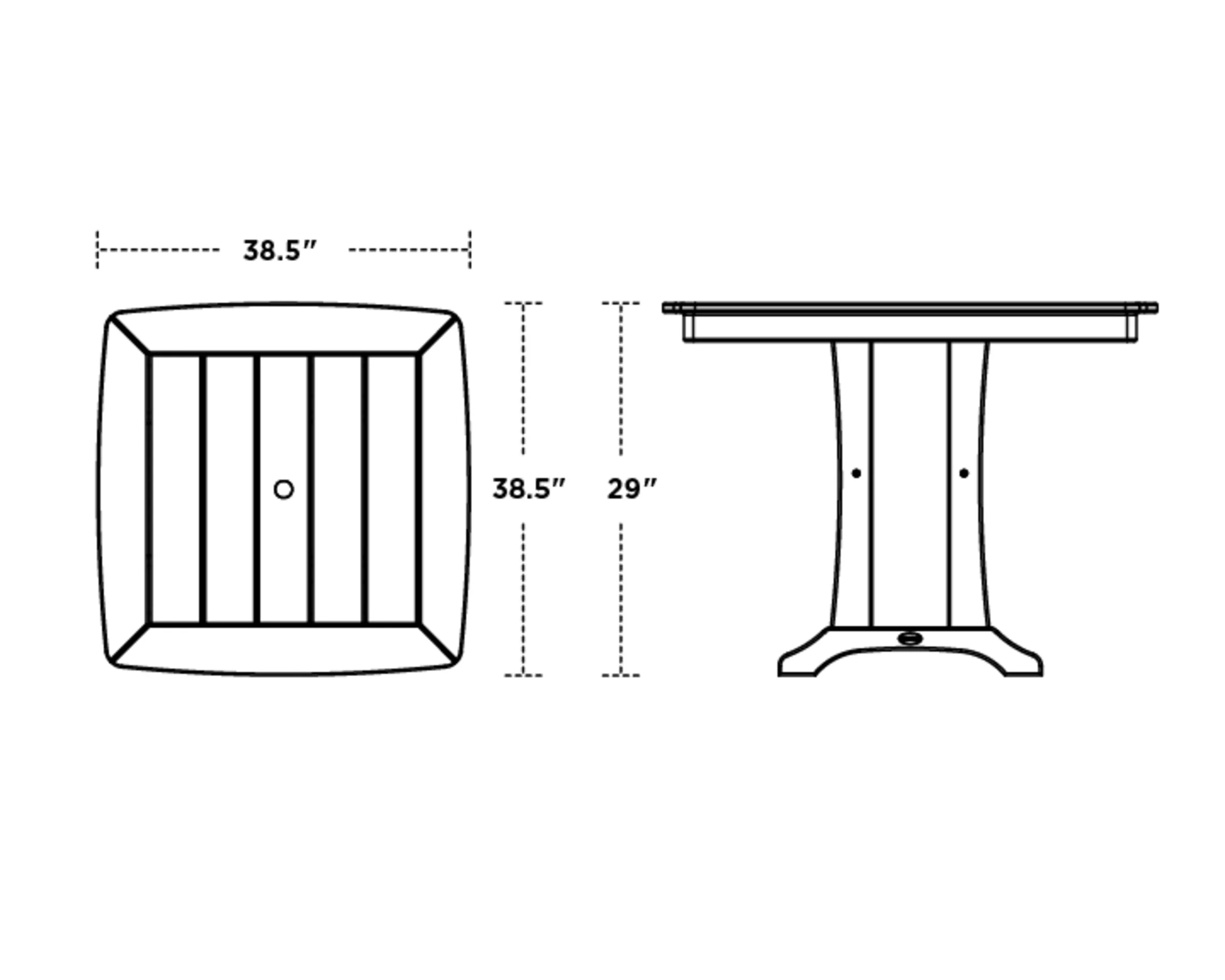Dimensions for Nautical Trestle 37" Dining Table
