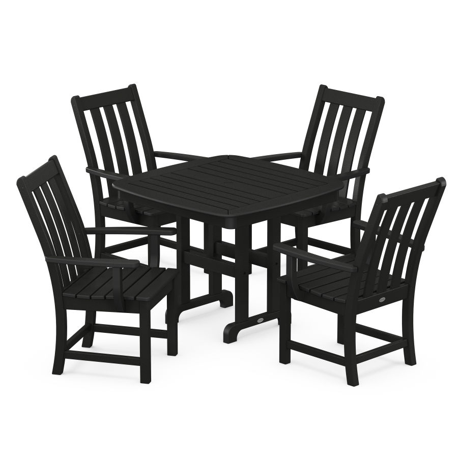POLYWOOD Vineyard 5-Piece Arm Chair Dining Set in Black