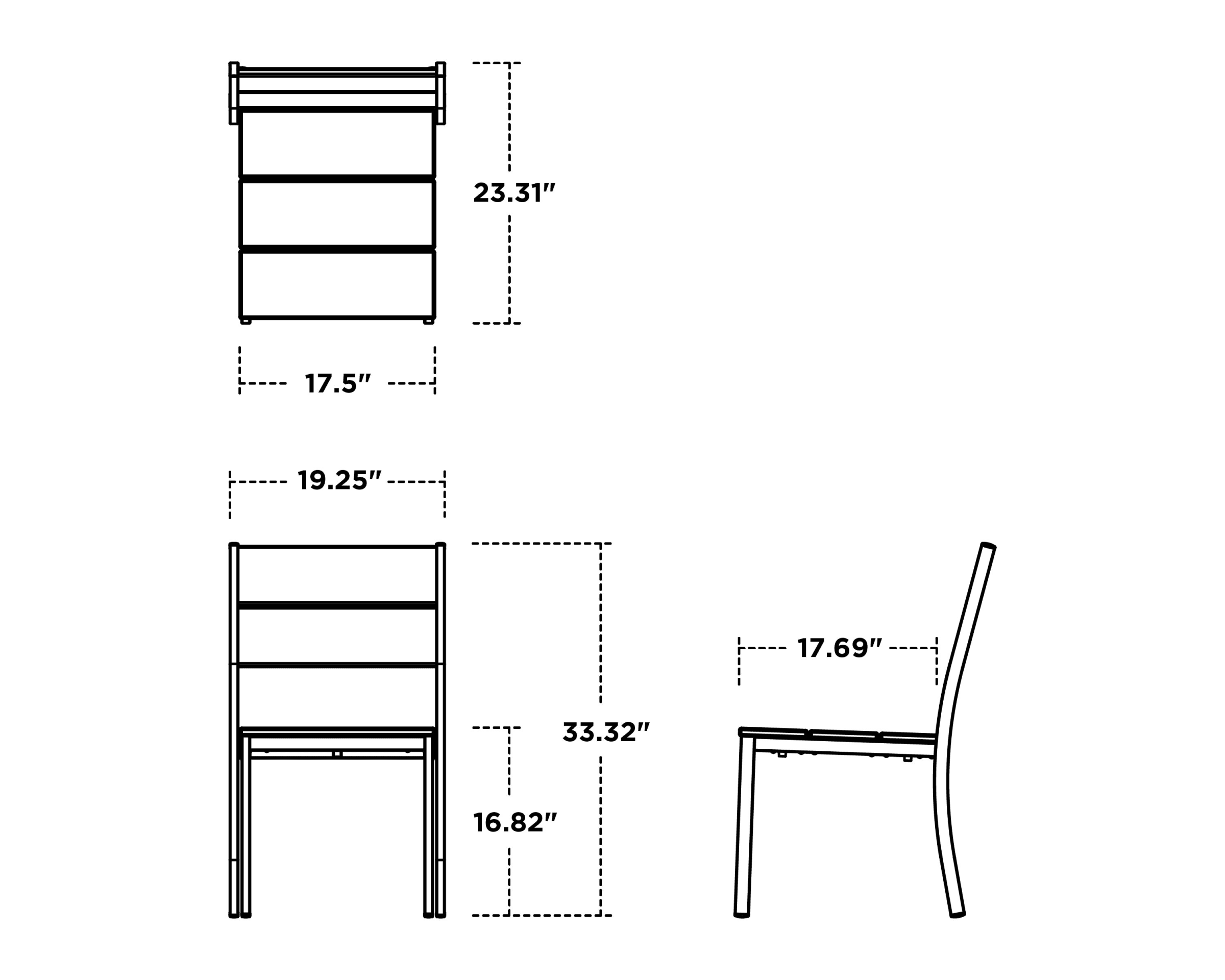 Dimensions for Main Street Stacking Dining Side Chair