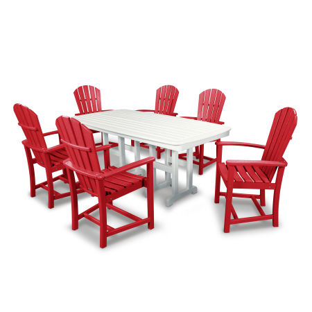 Palm Coast 7-Piece Dining Set in Sunset Red / White