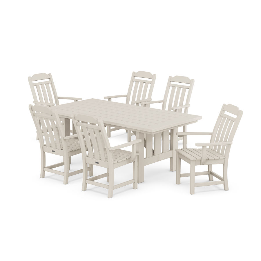 POLYWOOD Country Living Arm Chair 7-Piece Mission Dining Set in Sand