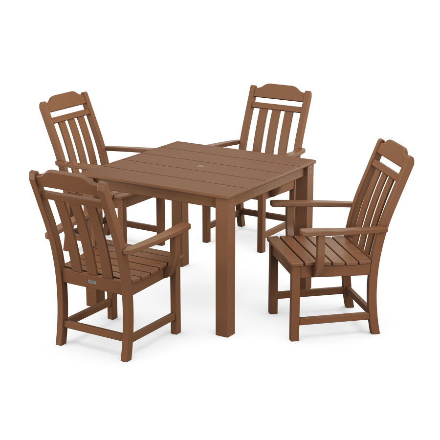 POLYWOOD Country Living 5-Piece Parsons Dining Set in Teak