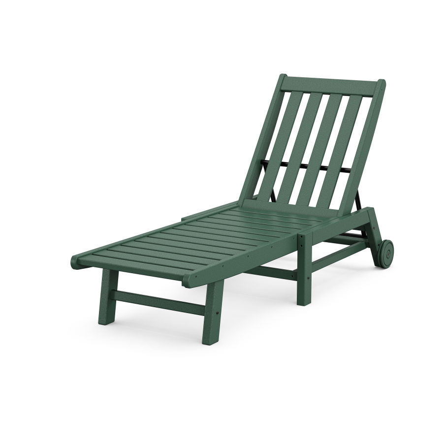 POLYWOOD Vineyard Chaise with Wheels in Green