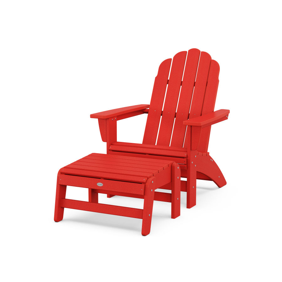 POLYWOOD Vineyard Grand Adirondack Chair with Ottoman in Sunset Red
