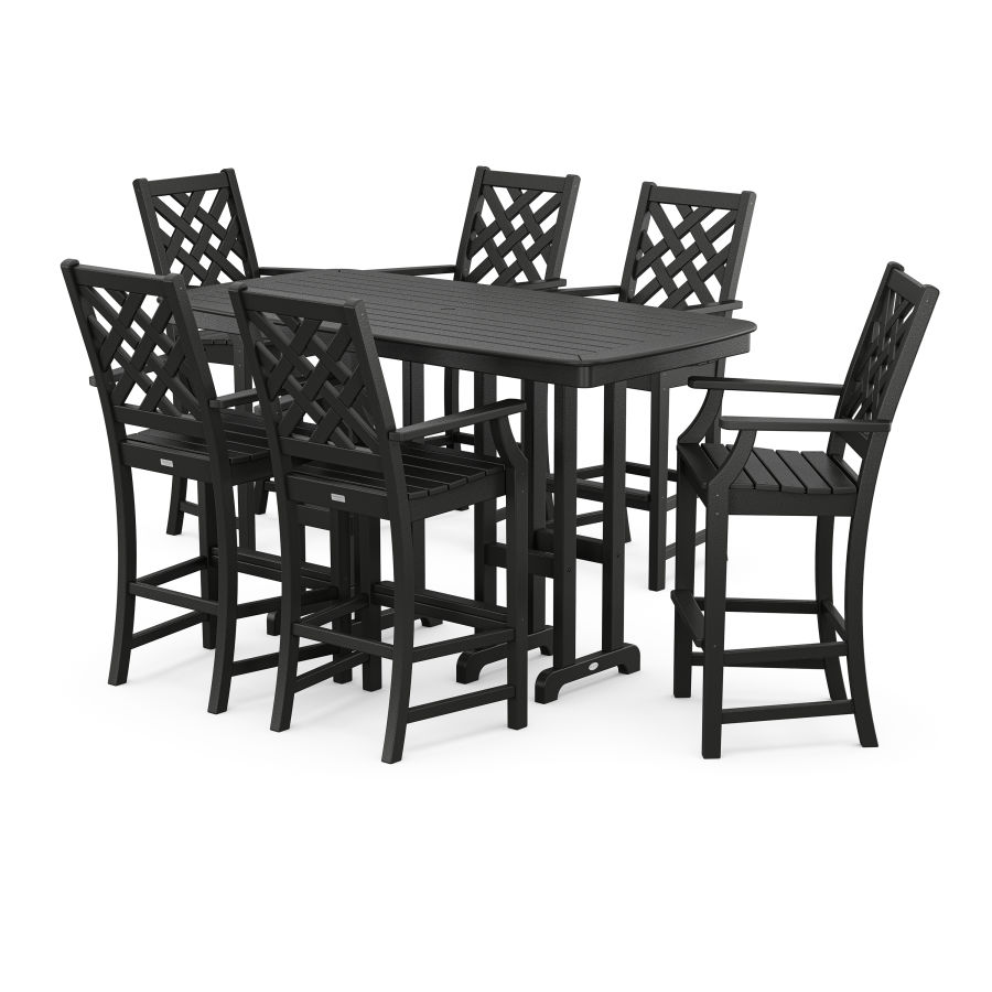 POLYWOOD Wovendale Arm Chair 7-Piece Bar Set in Black