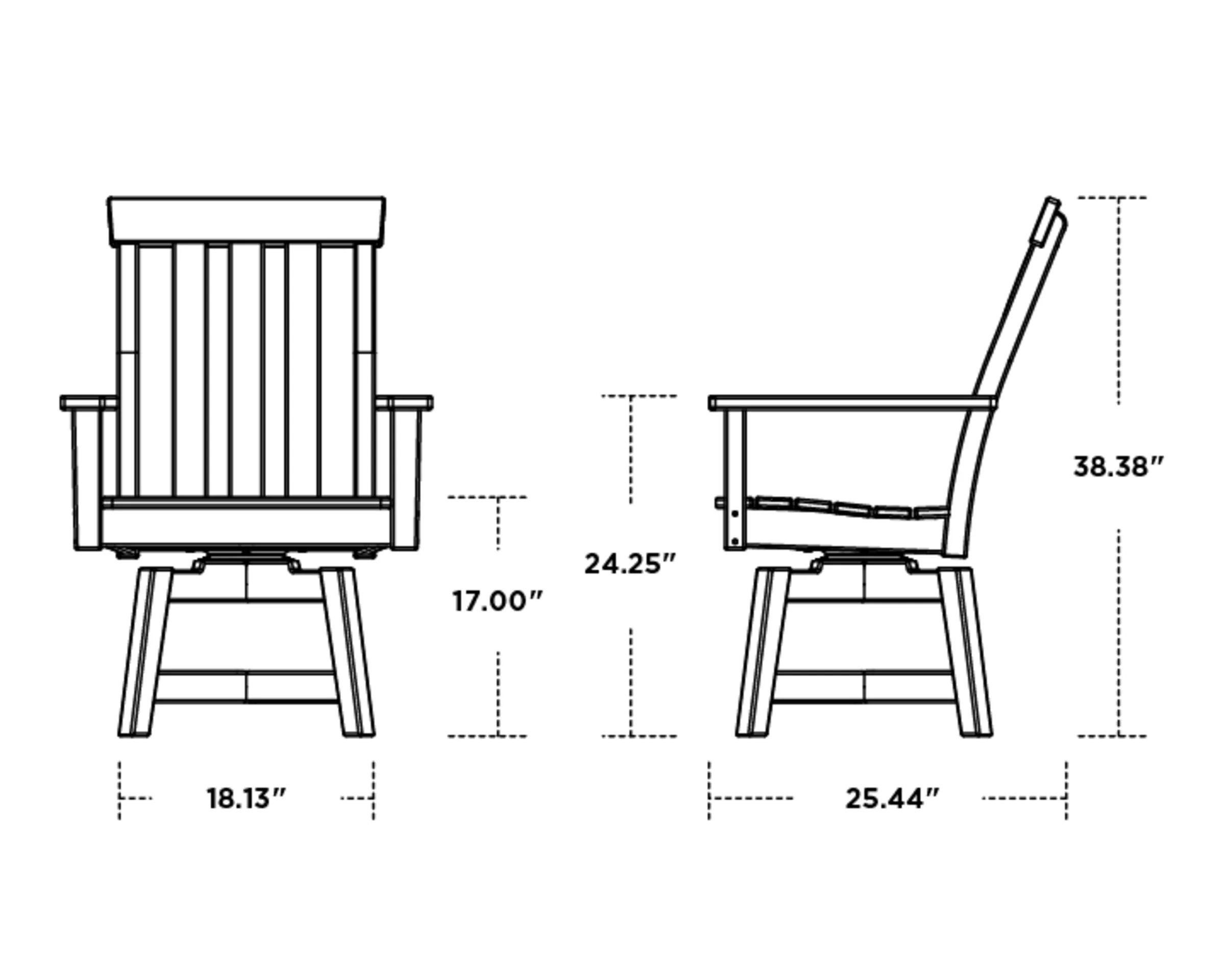 Dimensions for Prescott Swivel Dining Arm Chair