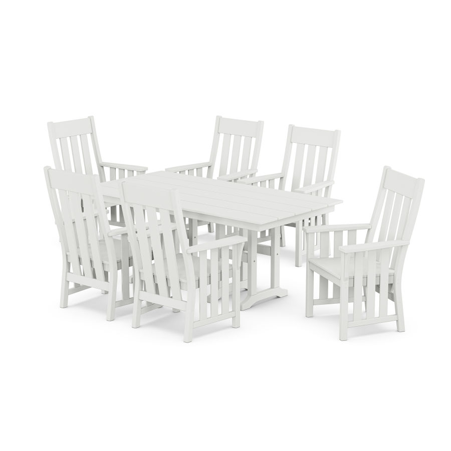 POLYWOOD Acadia Arm Chair 7-Piece Farmhouse Dining Set in White