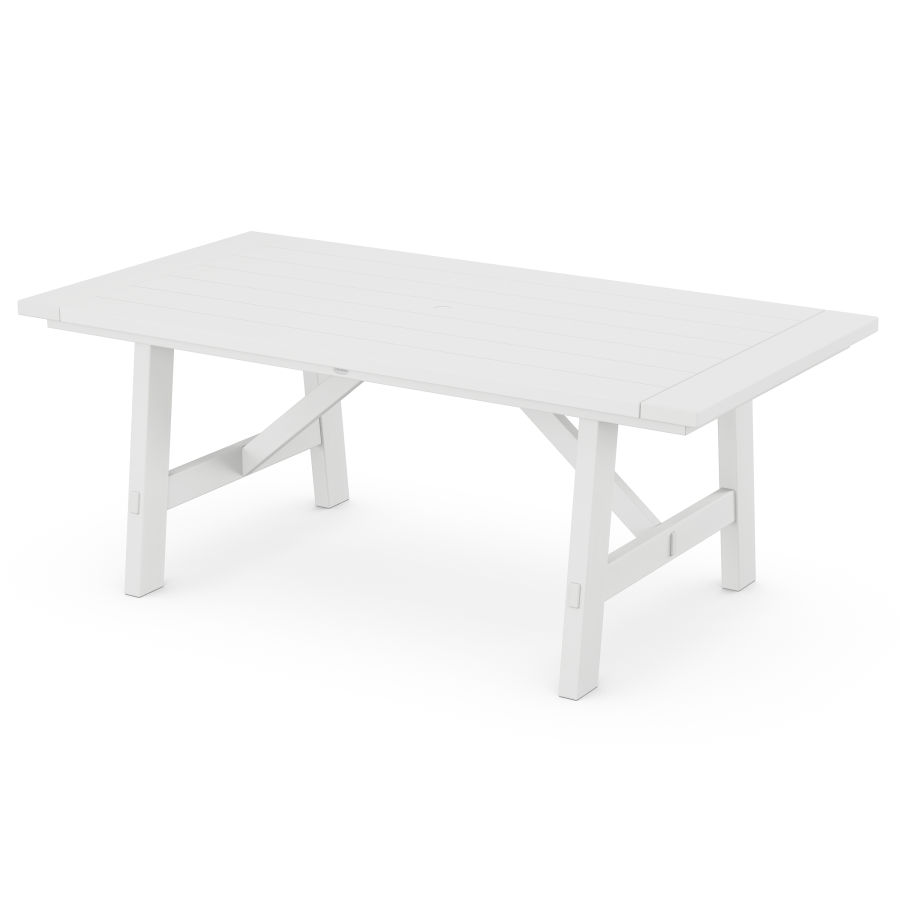 POLYWOOD Rustic Farmhouse 39" x 75" Dining Table in White