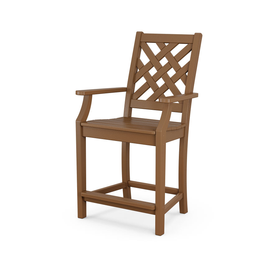 POLYWOOD Wovendale Counter Arm Chair in Teak