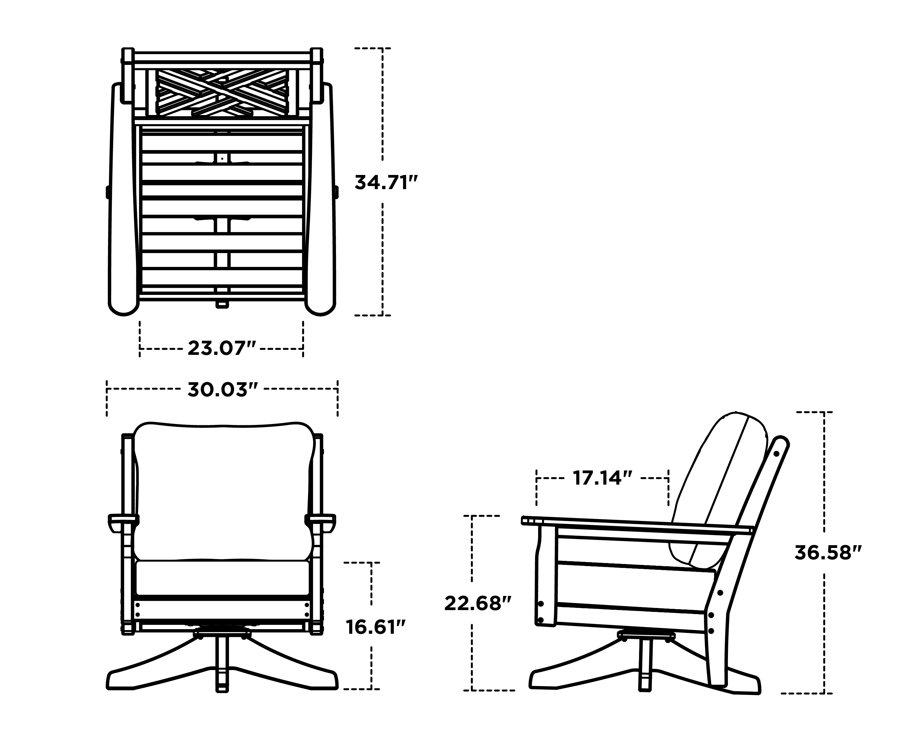 Dimensions for Chippendale Deep Seating Swivel Chair