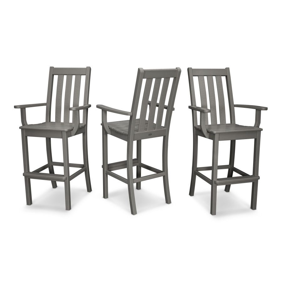 POLYWOOD Vineyard Bar Arm Chair 3-Pack in Slate Grey