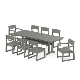 POLYWOOD® EDGE 9-Piece Farmhouse Dining Set with Trestle Legs - PWS1437-1