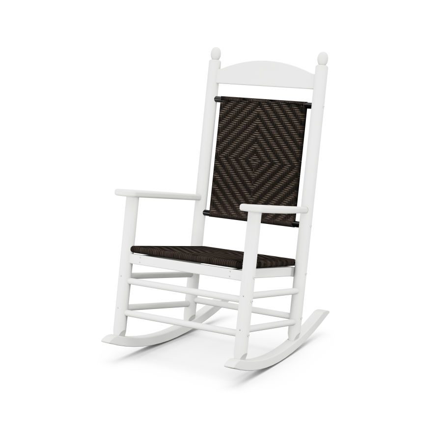 POLYWOOD Jefferson Woven Rocking Chair in White Frame / Cahaba
