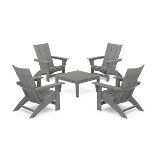 POLYWOOD 5-Piece Modern Grand Adirondack Chair Conversation Group