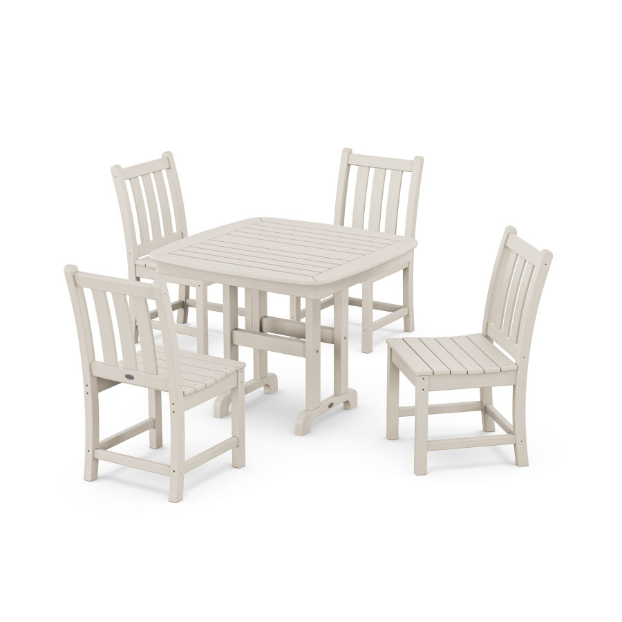 POLYWOOD Traditional Garden Side Chair 5-Piece Dining Set in Sand