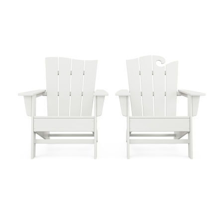 POLYWOOD Wave 2-Piece Adirondack Set with The Wave Chair Left in Vintage White
