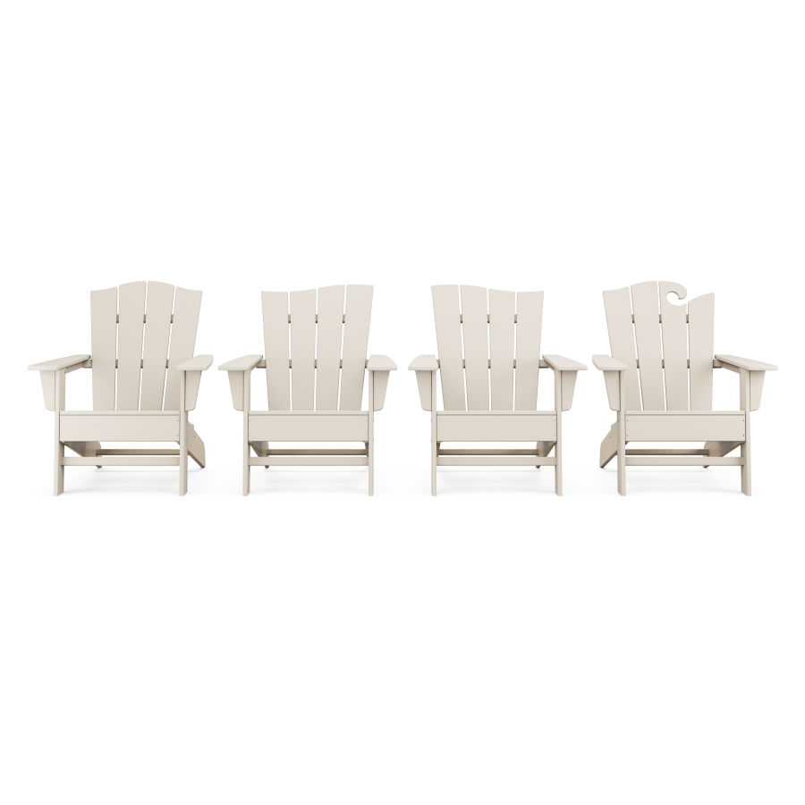 POLYWOOD Wave Collection 4-Piece Adirondack Chair Set in Sand