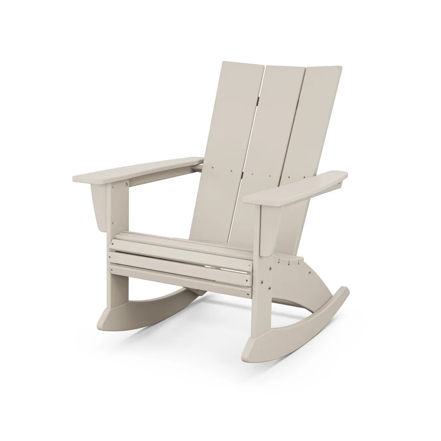 POLYWOOD Modern Curveback Adirondack Rocking Chair in Sand