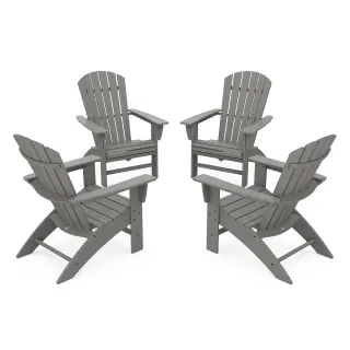 POLYWOOD 4-Piece Nautical Curveback Adirondack Chair Conversation Set