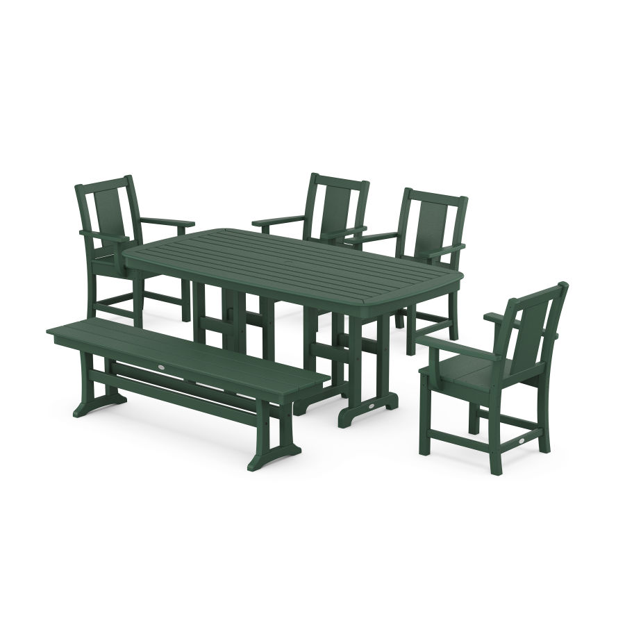 POLYWOOD Prairie 6-Piece Dining Set with Bench in Green