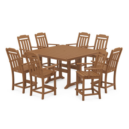 Country Living 9-Piece Square Counter Set with Trestle Legs in Teak