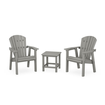 POLYWOOD Seashell 3-Piece Upright Adirondack Chair Set in Slate Grey