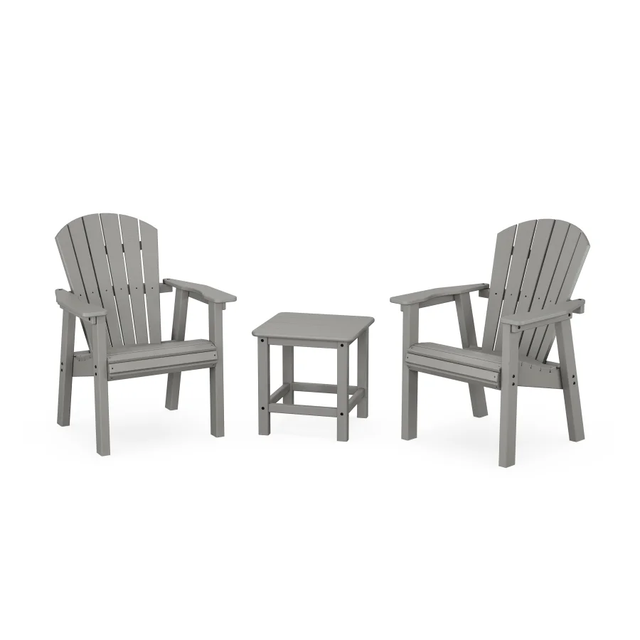 POLYWOOD Seashell 3-Piece Upright Adirondack Chair Set