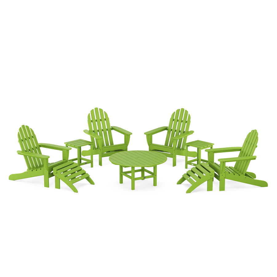 POLYWOOD Classic Adirondack Chair 9-Piece Conversation Set in Lime