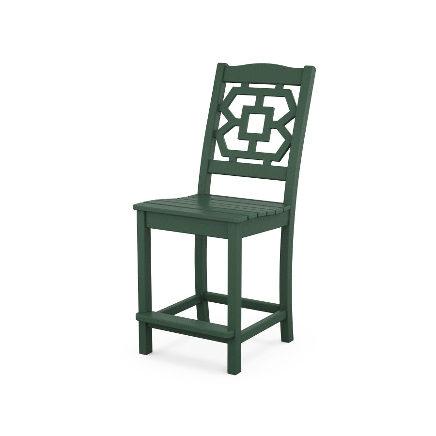 POLYWOOD Chinoiserie Counter Side Chair in Green
