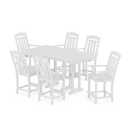 Country Living Arm Chair 7-Piece Farmhouse Counter Set in White