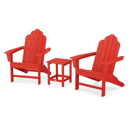 POLYWOOD Long Island Adirondack 3-Piece Set in Sunset Red