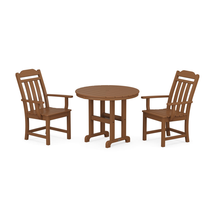 POLYWOOD Country Living 3-Piece Farmhouse Dining Set in Teak