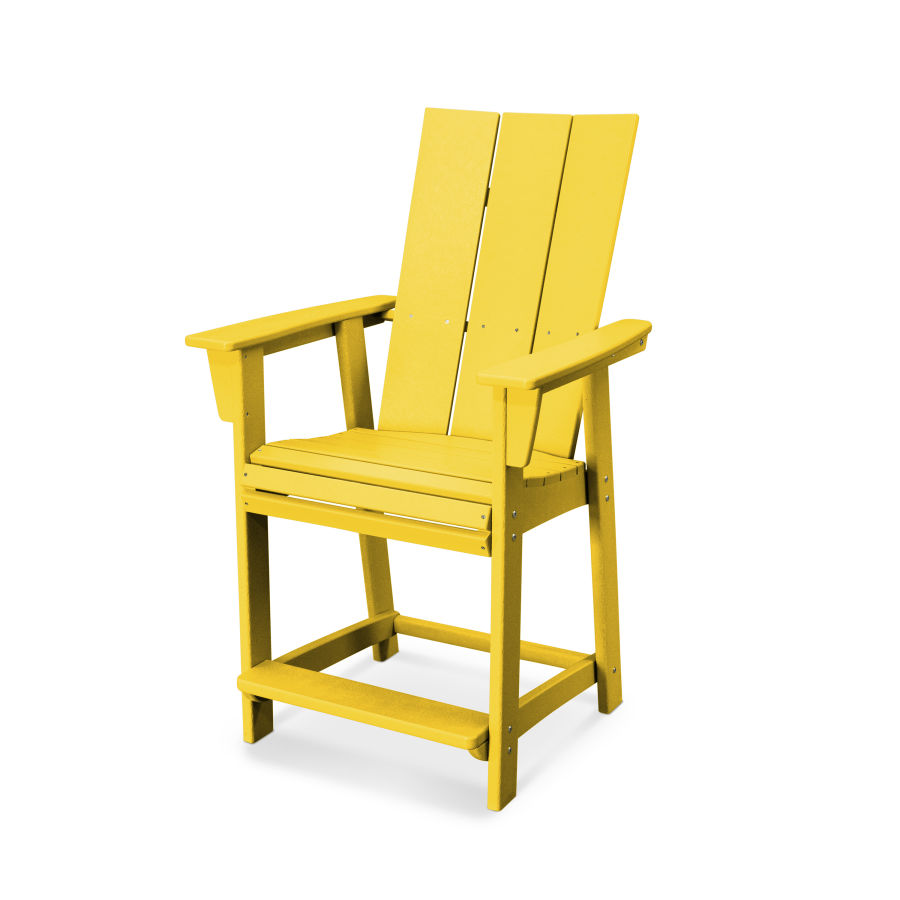 POLYWOOD Modern Curveback Adirondack Counter Chair in Lemon