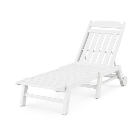 Country Living Chaise with Wheels in White